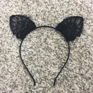 Black Lace Cat Ears Headband